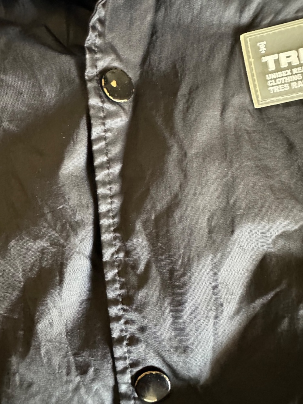 Tres Rasche Black Unisex Snap Front Windbreaker Jacket Size Large - Picture 6 of 13